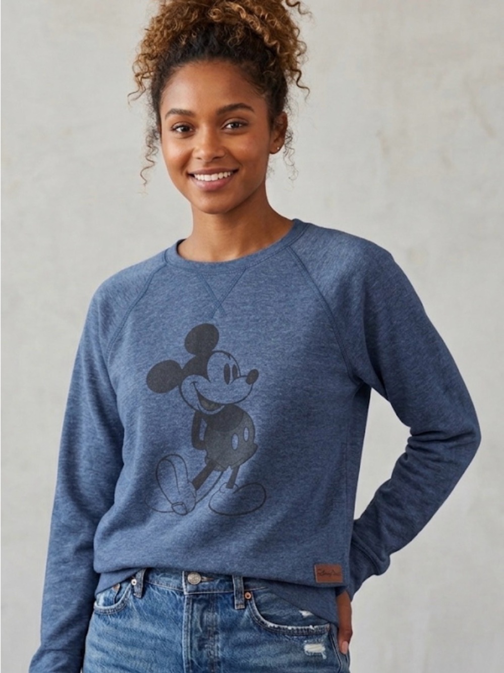 Disney Vintage-Style Classic Mickey Mouse Raglan Sweatshirt - Heather Blue XL - Picture 1 of 6